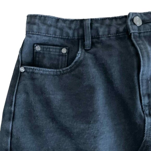 Missguided Womens Black Cotton‎ A-Line Denim Jean Skirt Small Raw Hem - Picture 6 of 13